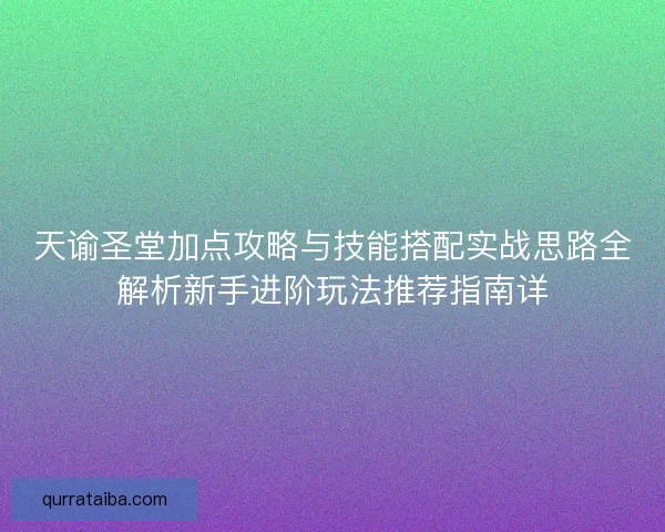 天谕圣堂加点攻略与技能搭配实战思路全解析新手进阶玩法推荐指南详